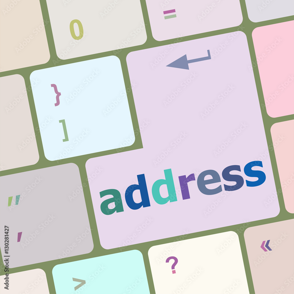Poster address button on the keyboard close-up