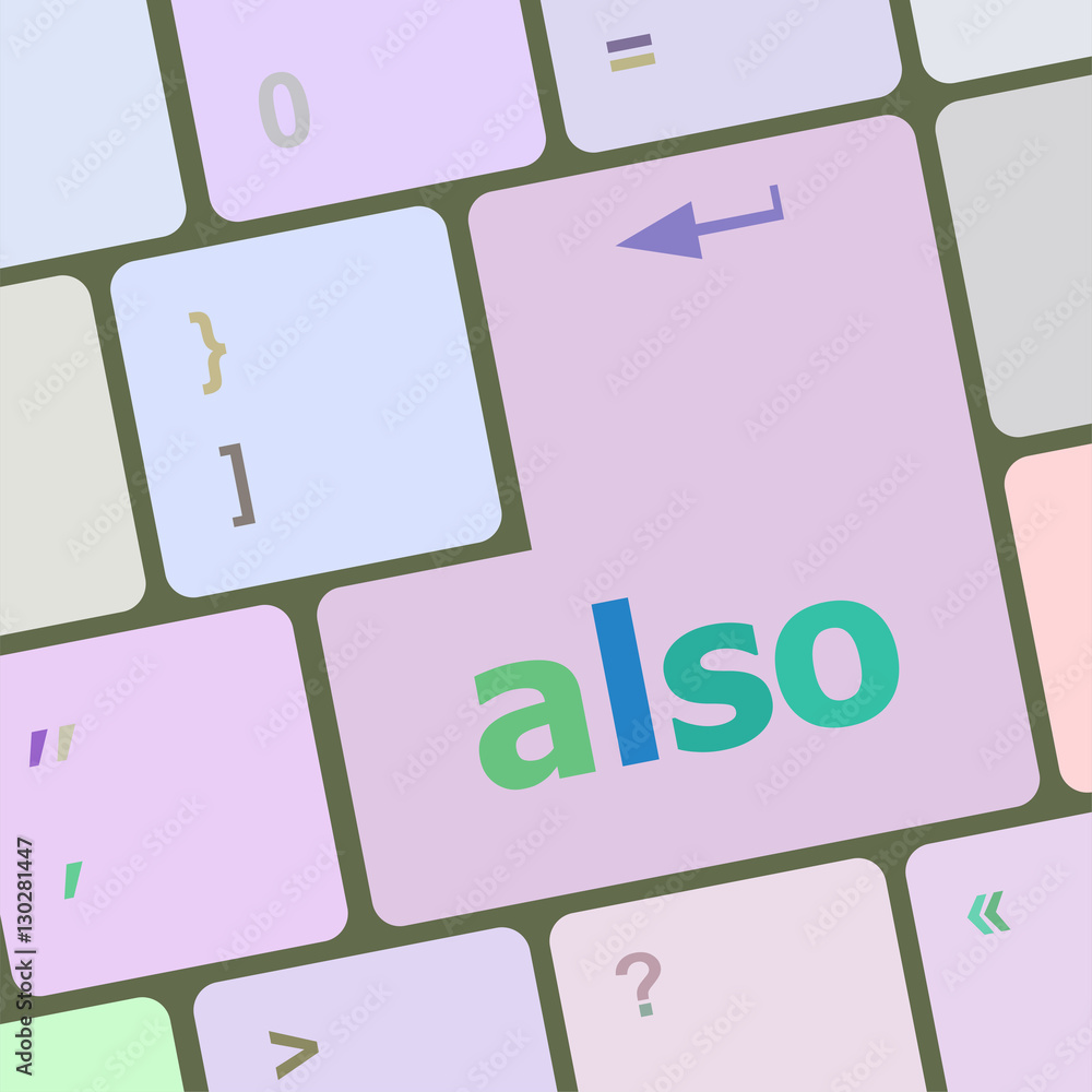 Poster computer keyboard button with also word on it