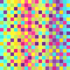 Checkered pattern. Glowing multicolor seamless vector background