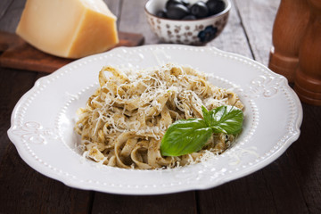 Italian pasta with pesto genovese