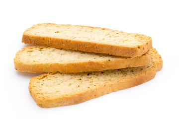 Garlic and herb bread slices. Eco food.