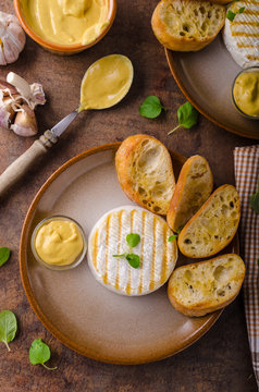 Grilled camembert with dijon mustard