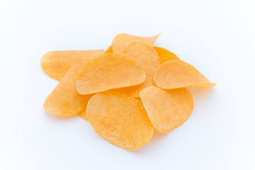 Potato chips on the papric. Eco food.