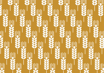 Vector pattern with silhouettes of wheat ears. Natural, organic. Template, background