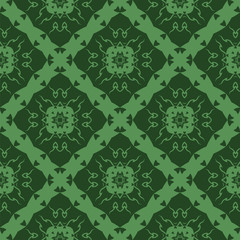 Green Ornamental Seamless Line Pattern. Endless Texture. Oriental Geometric Ornament