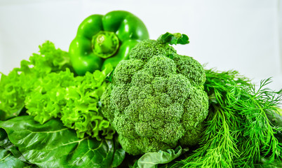 Green vegetables-broccoli,lettuce and pepper