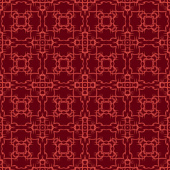 Red Ornamental Seamless Line Pattern. Endless Texture. Oriental Geometric Ornament