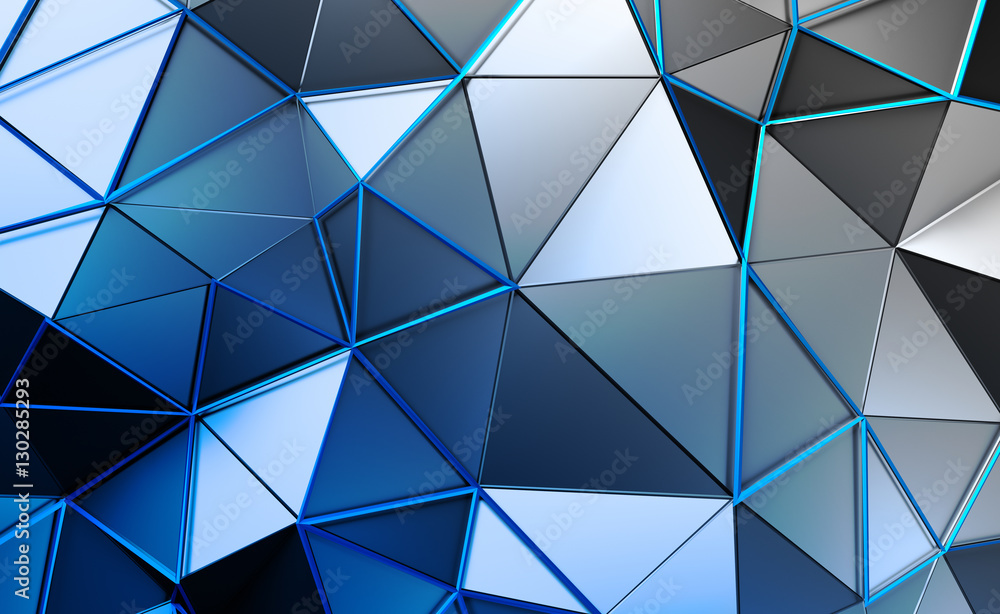 Poster abstract 3d rendering of triangulated surface. contemporary background. futuristic polygonal shape. 