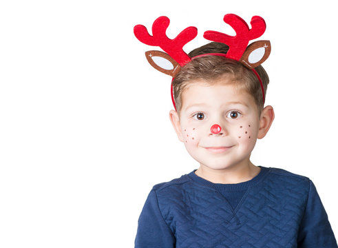 lovely adorable kid with paintings on his face for Christmas