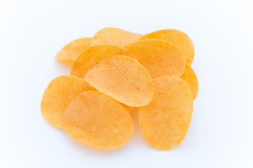 Potato chips on the papric. Eco food.