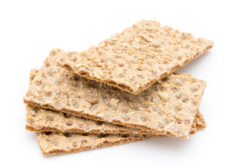 Stack of wholegrain crispy bread with sunflower, chia and sesame