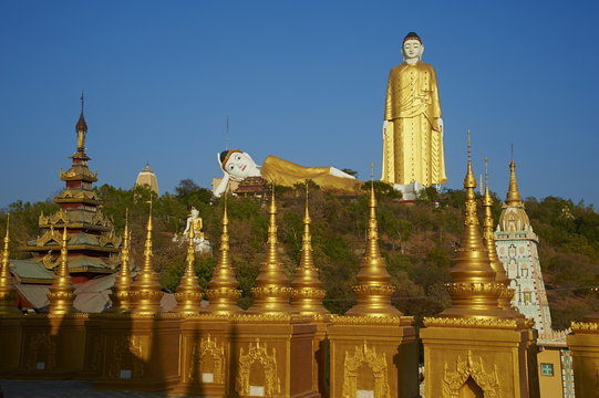 Bodhi Tataung, Buddha statue of 129 m high, and reclining Buddha, Monywa, Sagaing Division