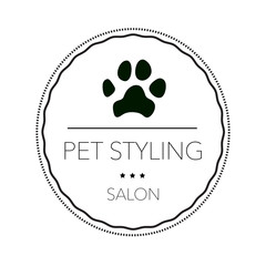 Logo for pet hair salon, styling and grooming shop, pet store for dogs and cats. Vector illustration