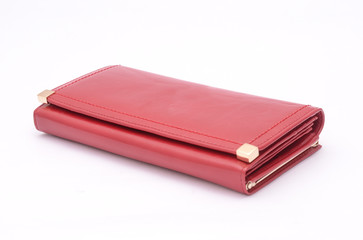 red leather purse isolated on white