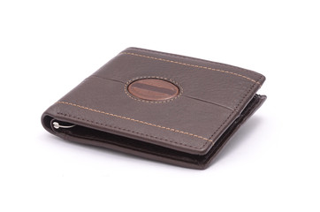 brown men's wallet isolated on white