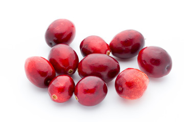 Cranberries top view. Red, ripe cranberries macro view.