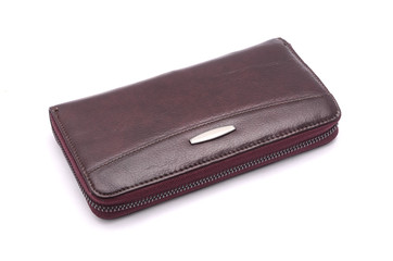 Women's leather purse isolated on white
