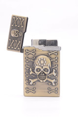 copper Lighter with skull isolated on white