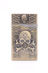 copper Lighter with skull isolated on white