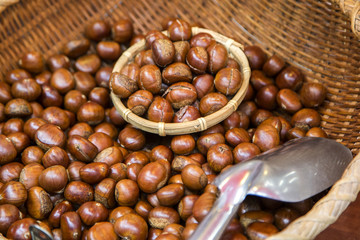 Roasted chestnuts in the basket