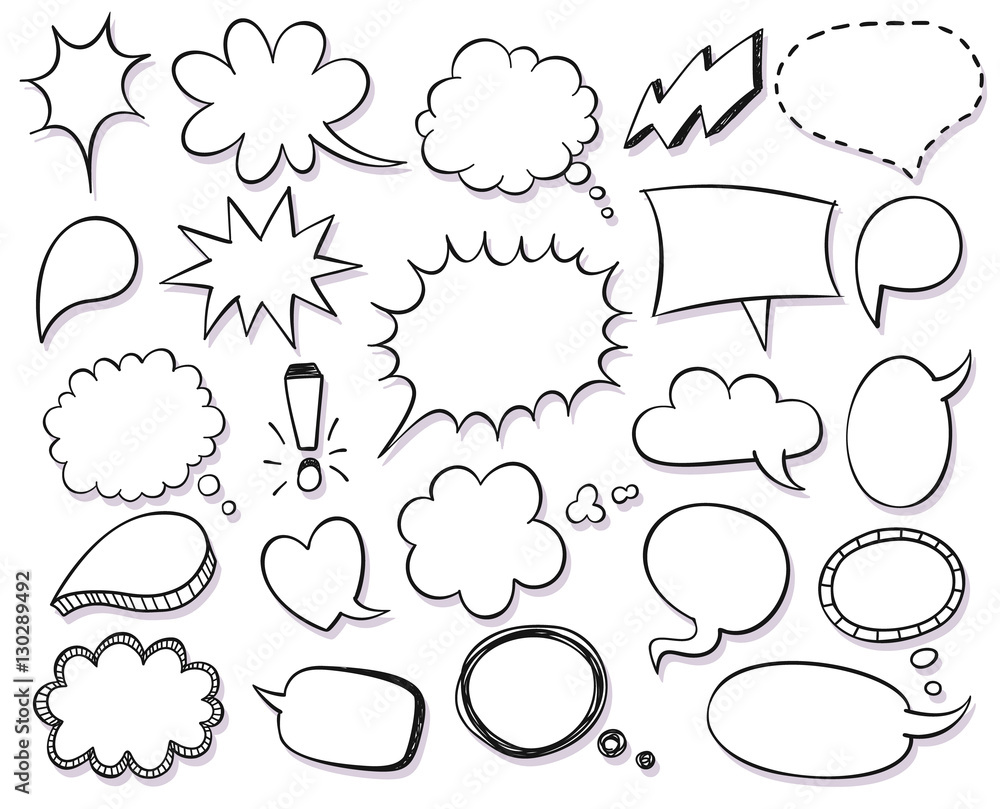 Wall mural hand drawn vector sketch speech bubbles set