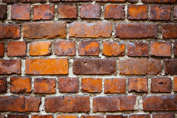 Texture of old red brick wall