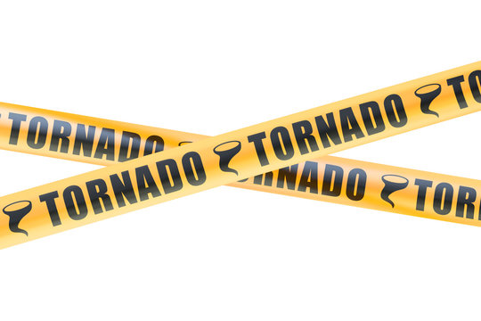 Tornado Caution Barrier Tapes, 3D rendering