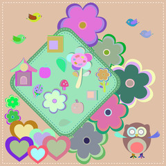 invitation pattern with owl flower pattern for kids