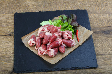 Raw chicken hearts