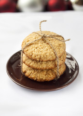 Homemade oat cookies baked for New Year holidays