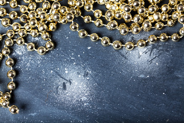 Christmas decoration on snowy blue background