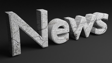 3d news word with stone texture