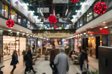 Abstract blur image of shopping mall and people on christmas time for background