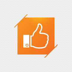 Like sign icon. Hand finger up symbol.