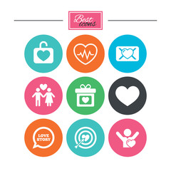 Fototapeta premium Love, valentine day icons. Target with heart.