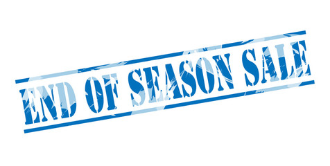 end of season sale blue stamp on white background