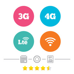 Mobile telecommunications icons. 3G, 4G and LTE.