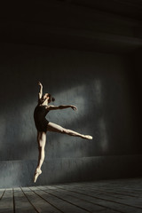 Masterful ballet dancer showing her abilities in the air