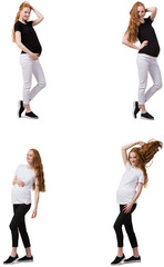 Fototapeta premium Pregnant woman in composite image isolated on white
