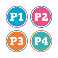 Car parking icons. First and second floor sign.