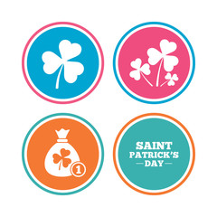 Saint Patrick day icons. Money bag with coin.