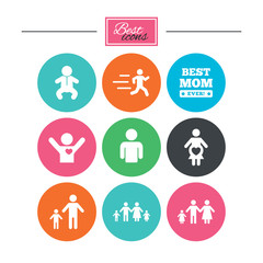 People, family icons. Maternity sign.
