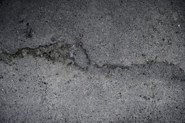 Fragment of Old worn and cracked asphalt with cracks