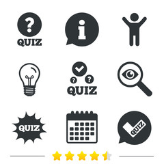 Fototapeta premium Quiz icons. Speech bubble with check mark symbol.