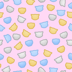 Kittens and puppies flat color pastel seamles vector background