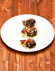 dish of fish on plate