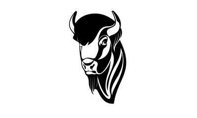 bison black color silhouette vector illustration set