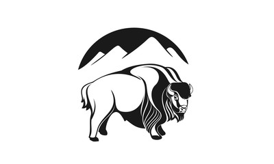 bison black color silhouette vector illustration set