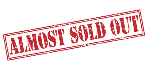 almost sold out red stamp on white background