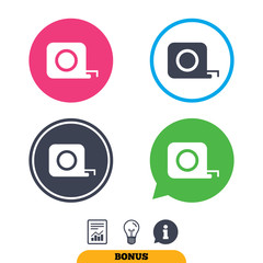 Roulette construction icon. Tape measure symbol.